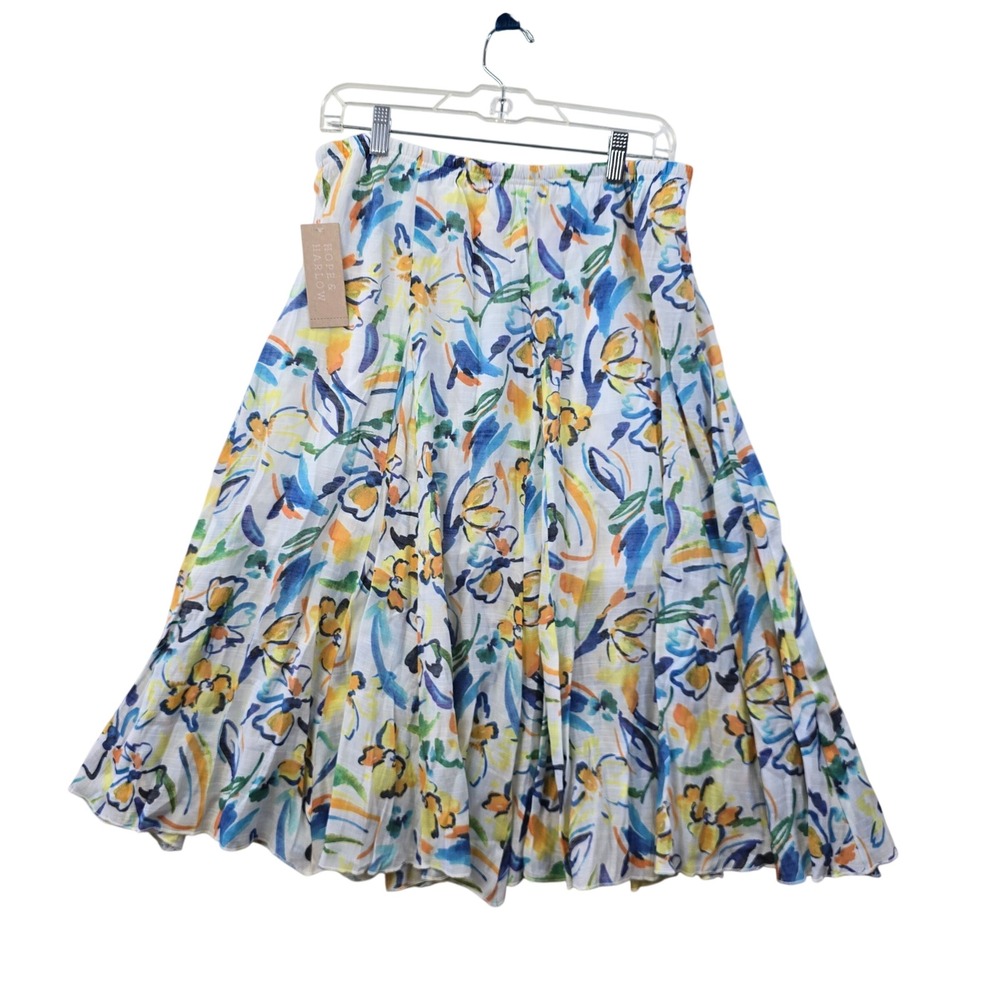 Hope & Harlow Floral Midi Skirt Full Flowy Garden Cottagecore Large NEW!‎